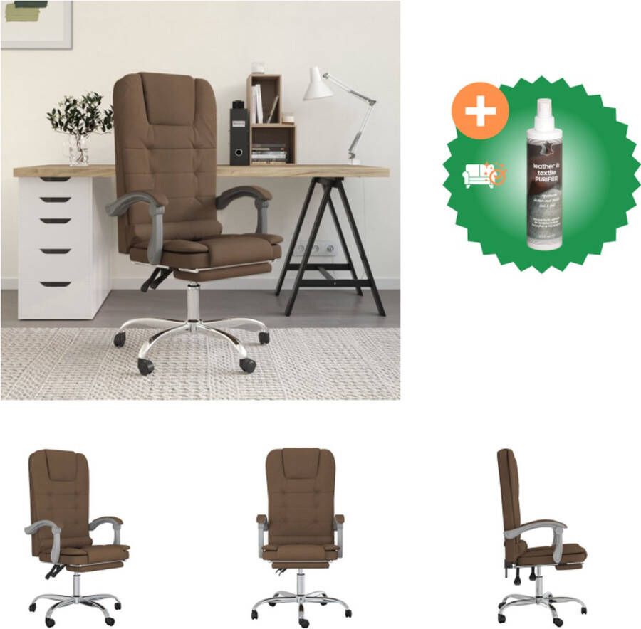 VidaXL Bureaustoel verstelbaar Bruin 63x56x(112.5-122) cm Massagefunctie Bureaustoel Inclusief Reiniger