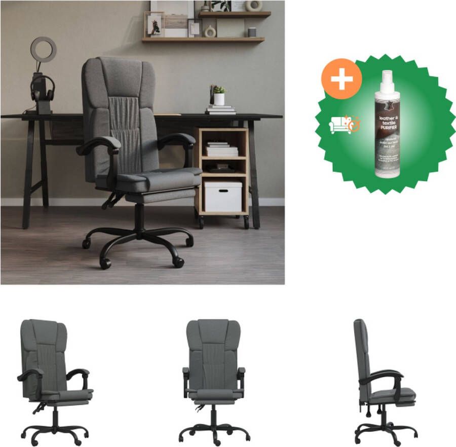 VidaXL Verstelbare Bureaustoel Donkergrijs 63 x 56 x (112.5 122) cm Duurzaam materiaal Bureaustoel Inclusief Reiniger - Foto 2