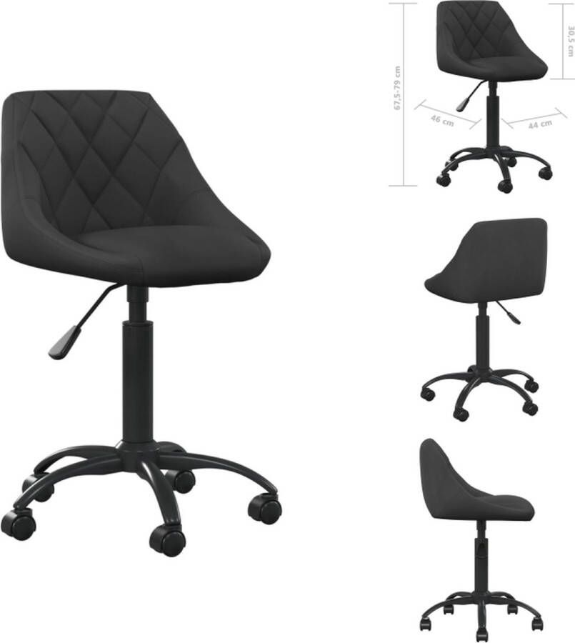 VidaXL Bureaustoel Verstelbaar Fluweel Zwart 44x46x(67.5-79)cm Bureaustoel
