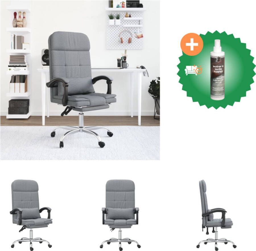 VidaXL Bureaustoel Verstelbaar Lichtgrijs 63 x 56 x (112.5 122) cm Bureaustoel Inclusief Reiniger