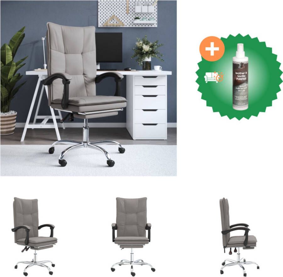 VidaXL Bureaustoel Verstelbaar Taupe 63 x 56 x (112.5-122) cm ademend en duurzaam stof Bureaustoel Inclusief Reiniger