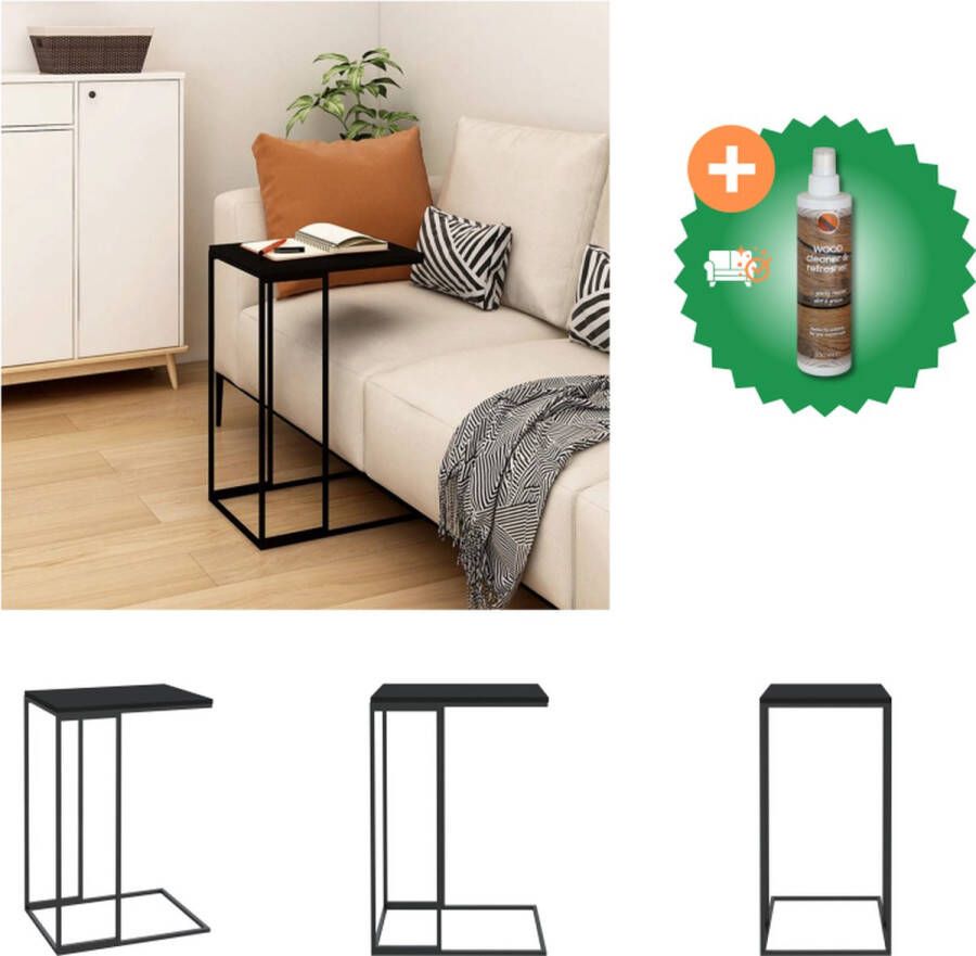 VidaXL C-vormige bijzettafel 40 x 30 x 59 cm zwart spaanplaat en staal Tafel Inclusief Houtreiniger en verfrisser - Foto 2