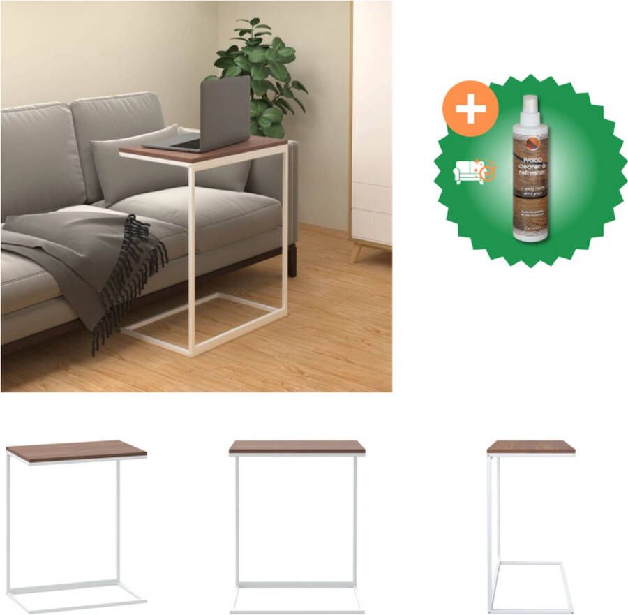 VidaXL C-vormige Bijzettafel Hout en IJzer 55 x 35 x 66 cm Wit Tafel Inclusief Houtreiniger en verfrisser