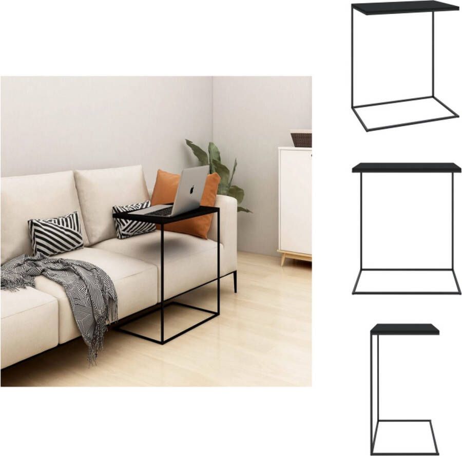 VidaXL C-vormige bijzettafel 55 x 35 x 66 cm zwart bewerkt hout en ijzer Tafel