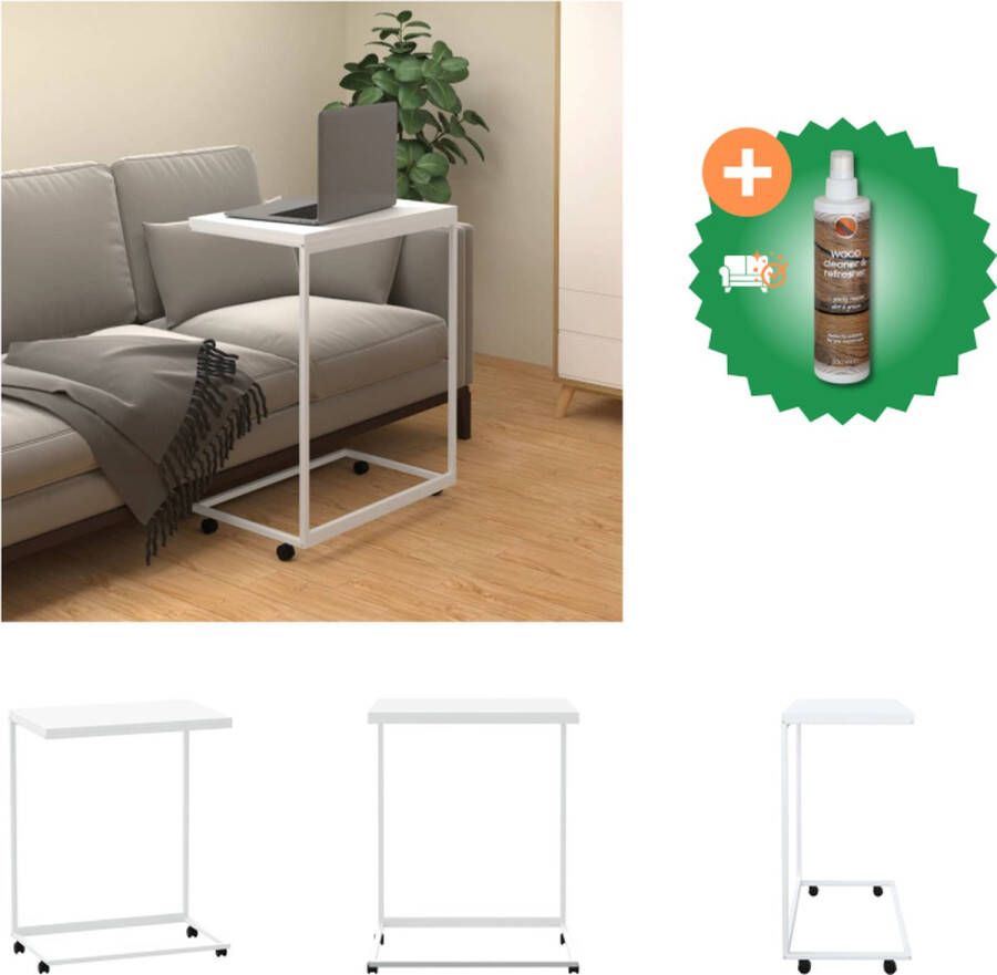 VidaXL Bijzettafel met wieltjes 55x35x70 cm bewerkt hout wit Tafel Inclusief Houtreiniger en verfrisser