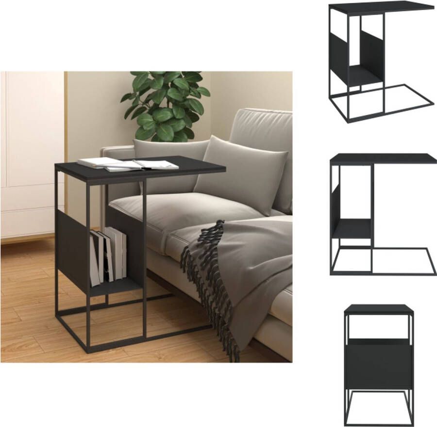 VidaXL Bijzettafeltje Bijzettafeltjes Salontafel Bijzettafel 55x36x59.5 cm bewerkt hout zwart - Foto 2