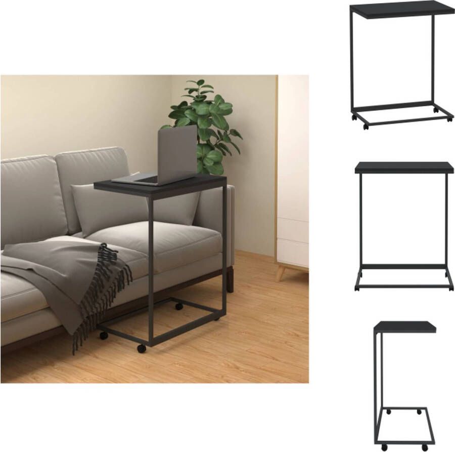 VidaXL Bijzettafel Bijzettafels Salontafel Bijzettafeltje Bijzettafel met wieltjes 55x35x70 cm bewerkt hout zwart - Foto 2
