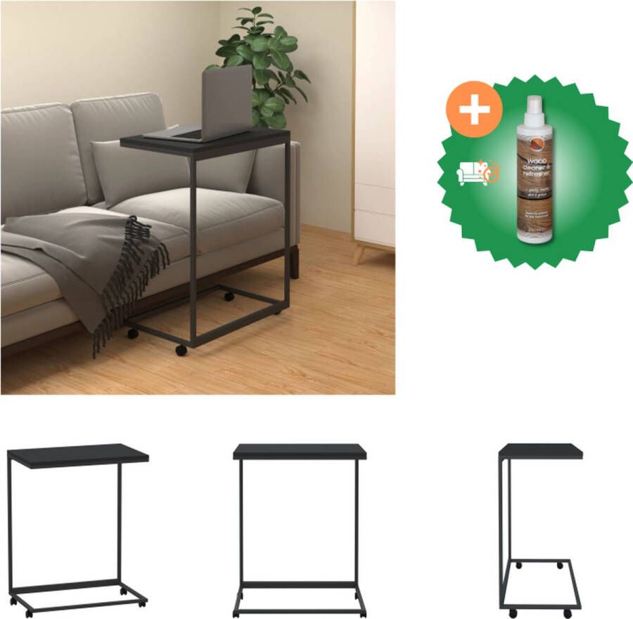 VidaXL C-vormige bijzettafel bewerkt hout en ijzer 55 x 35 x 70 cm zwart Tafel Inclusief Houtreiniger en verfrisser