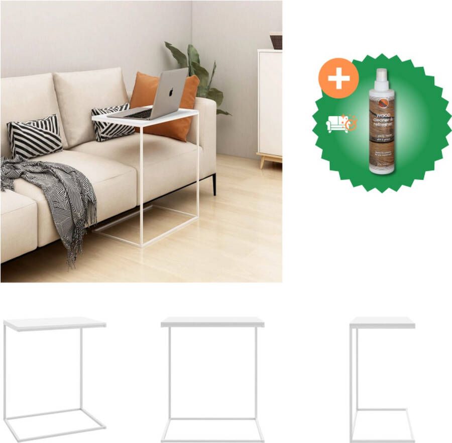 VidaXL C-vormige Bijzettafel Hout en IJzer 55 x 35 x 66 cm Wit Tafel Inclusief Houtreiniger en verfrisser - Foto 2