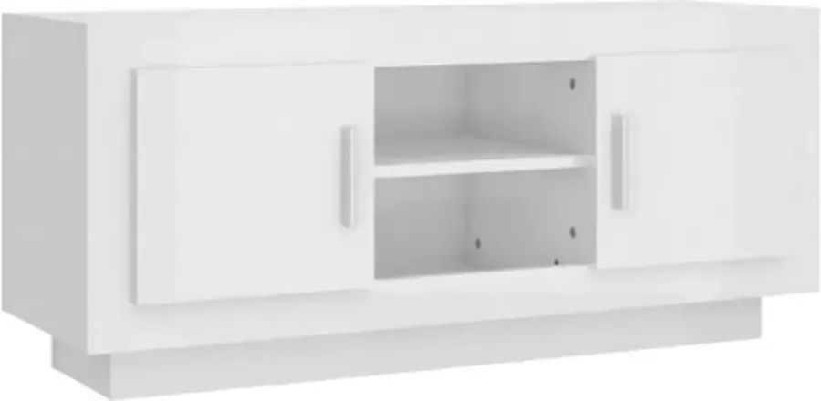 VidaXL -Tv-meubel-102x35x45-cm-bewerkt-hout-hoogglans-wit - Foto 4