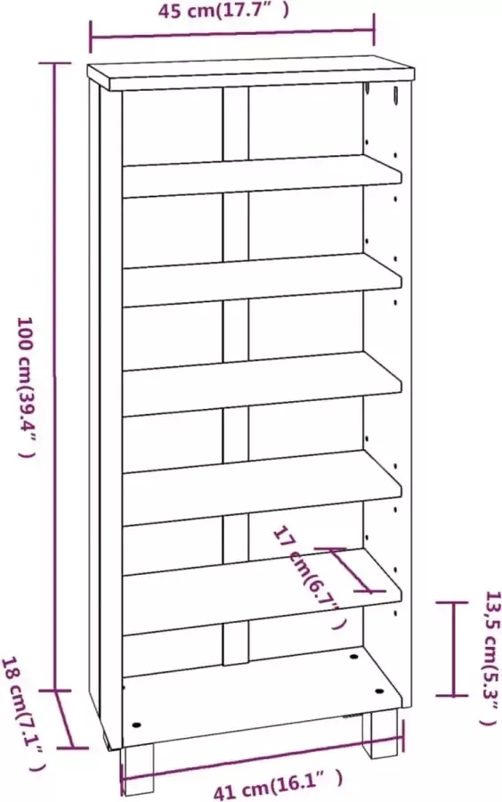 VidaXL Cd-kast HAMAR 45x18x100 cm massief grenenhout wit - Foto 2