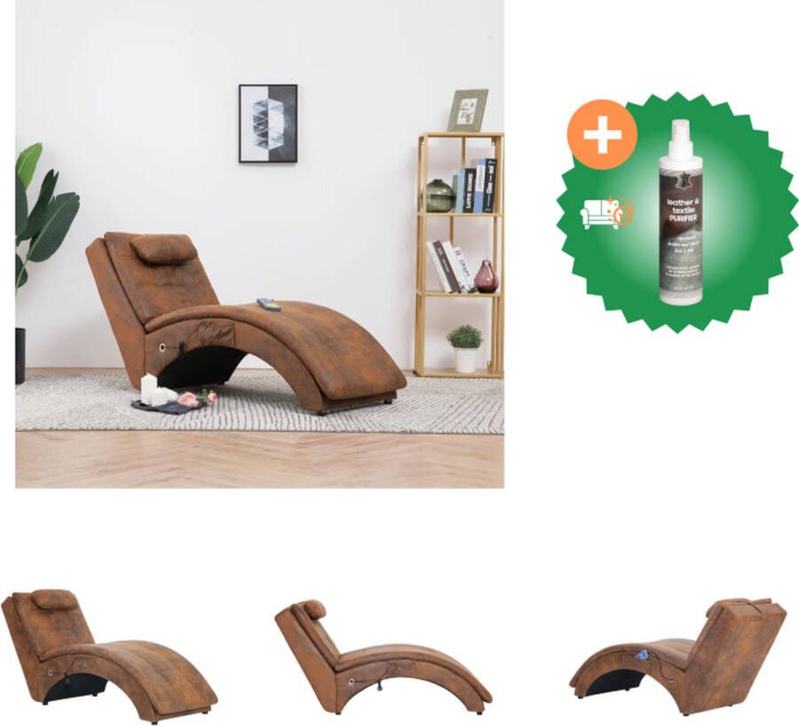VidaXL Chaise Longue Bruin 142 x 55 x 73 cm Massage en Verwarming Chaise longue Inclusief Reiniger