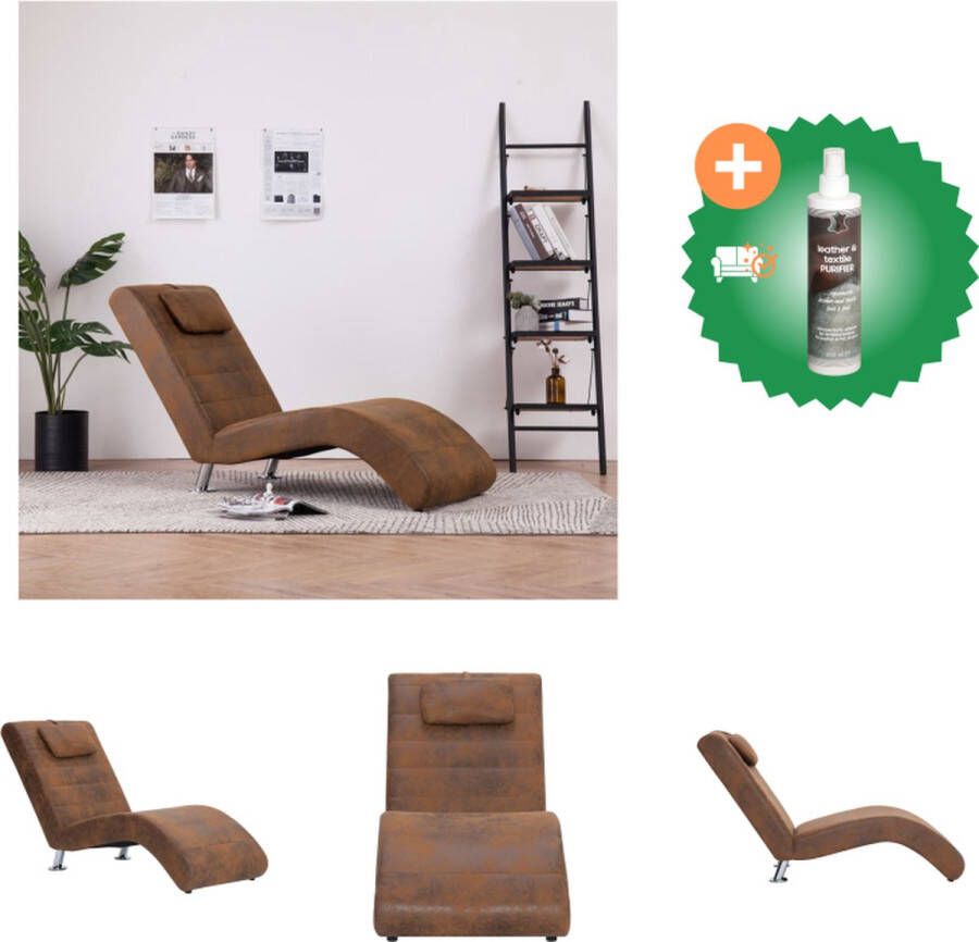 VidaXL Chaise Longue Bruin 144x59x79 cm Ergonomisch en Stevig Chaise longue Inclusief Reiniger