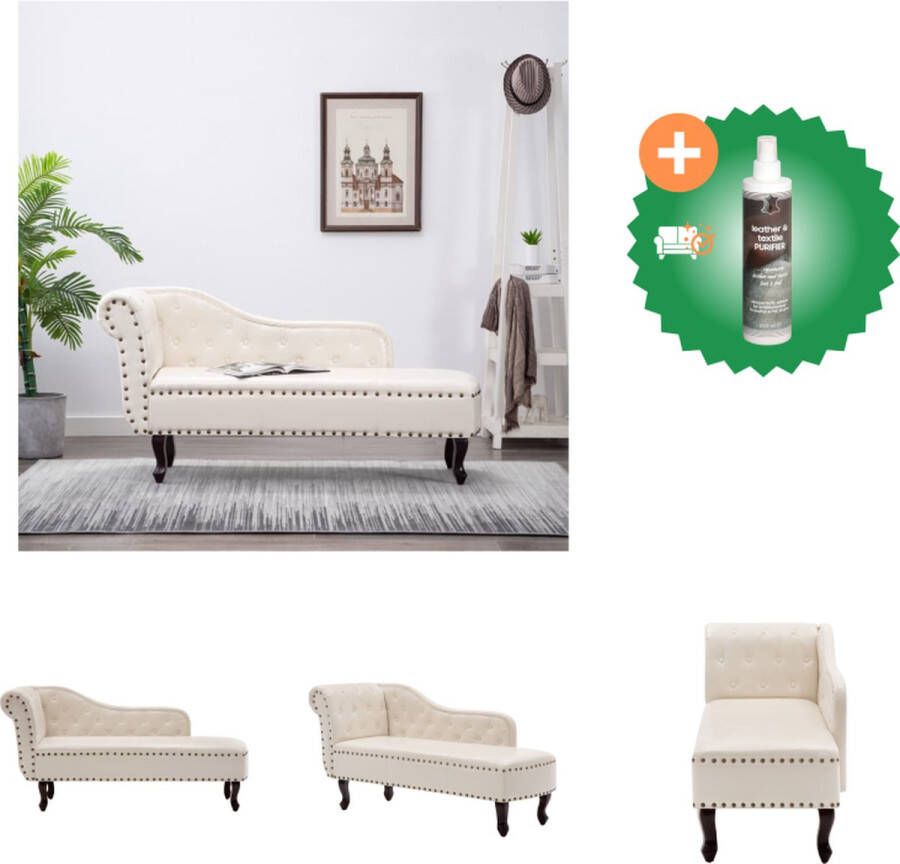 VidaXL Chaise Longue Chesterfield Kunstleer 168x58x77 cm Crèmewit Chaise longue Inclusief Reiniger