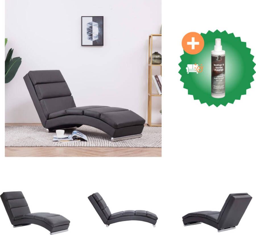 VidaXL Chaise Longue Comfortabel Grijs 155x51x71 cm Roestvrijstalen Poten Chaise longue Inclusief Reiniger
