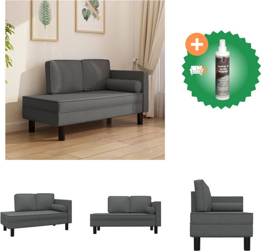 VidaXL Chaise Longue Donkergrijs 118 x 60 x 57 cm Duurzaam materiaal Chaise longue Inclusief Reiniger