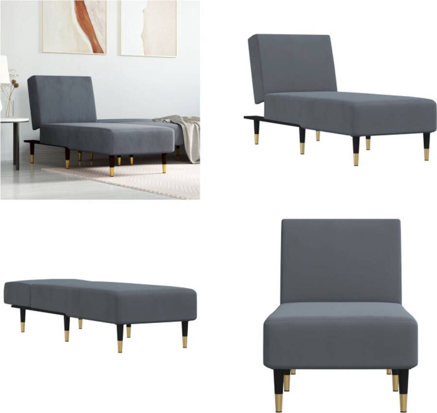 VidaXL Chaise longue fluweel donkergrijs Chaise Longue Chaise Longues Loungebank Divan
