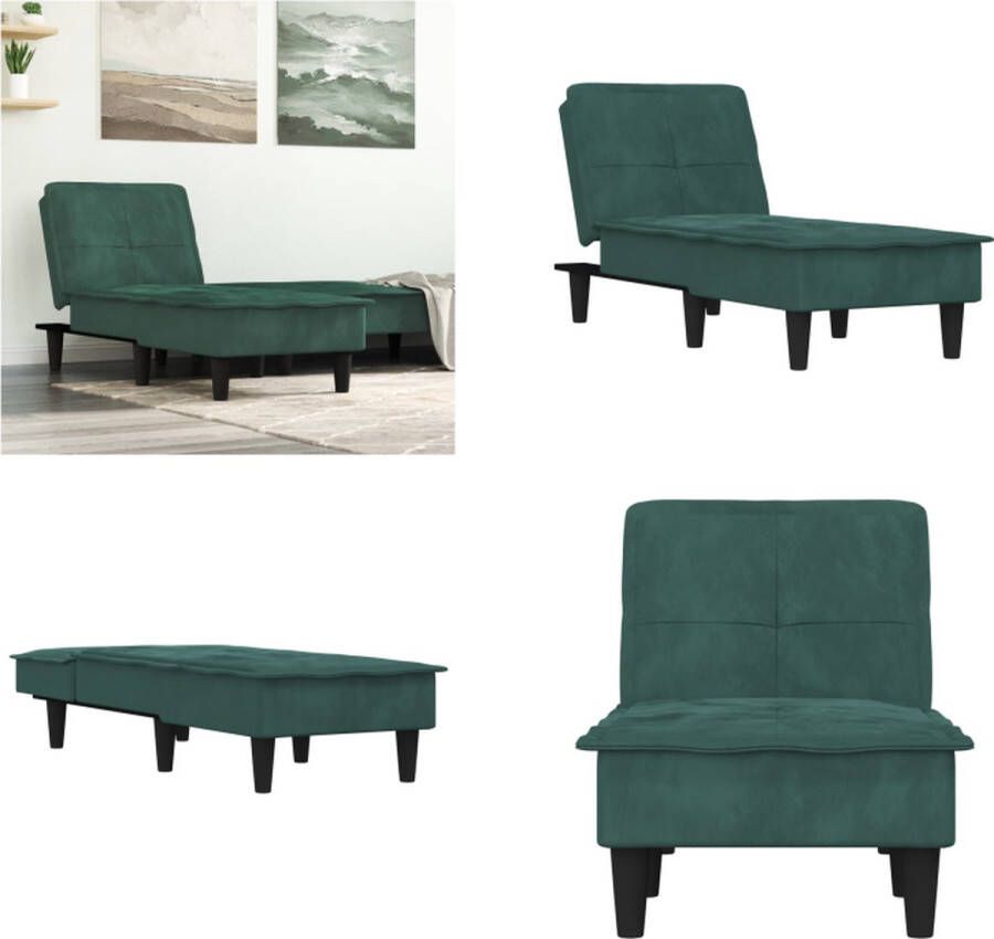 VidaXL Chaise longue fluweel donkergroen Chaise Longue Chaise Longues Loungebank Divan