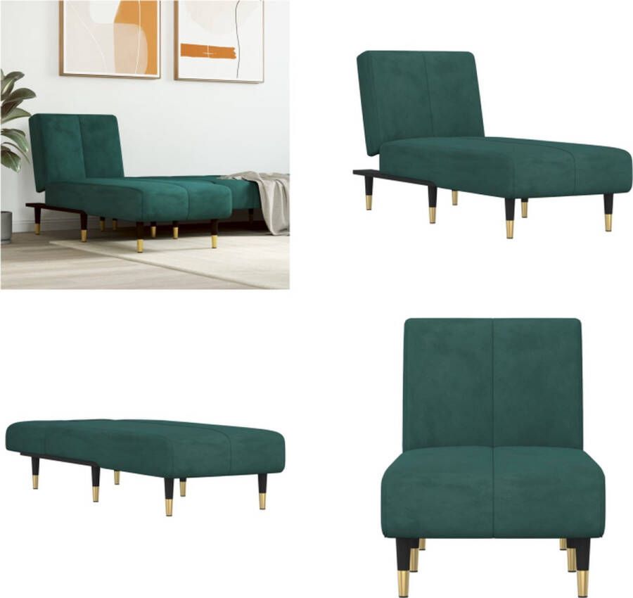 VidaXL Chaise longue fluweel donkergroen Chaise Longue Chaise Longues Loungebank Divan