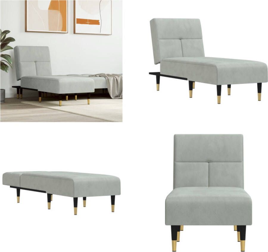 VidaXL Chaise longue fluweel lichtgrijs Chaise Longue Chaise Longues Loungebank Divan