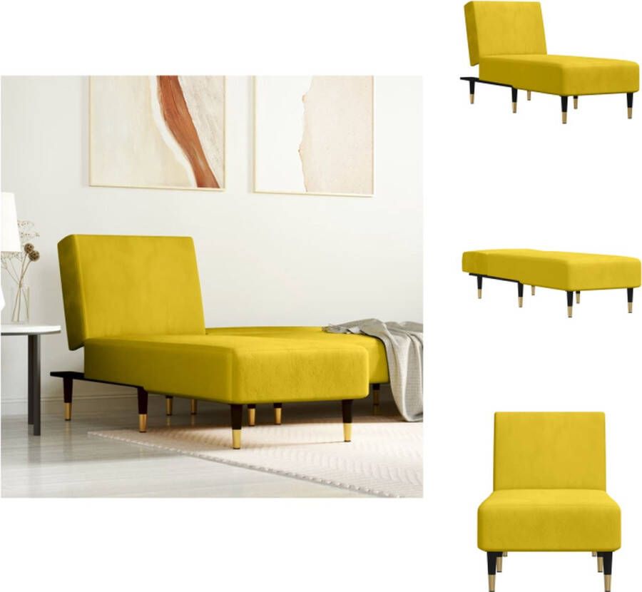 VidaXL Verstelbare Chaise Longue Geel Fluweel 55x140x70 cm Multifunctioneel Chaise longue