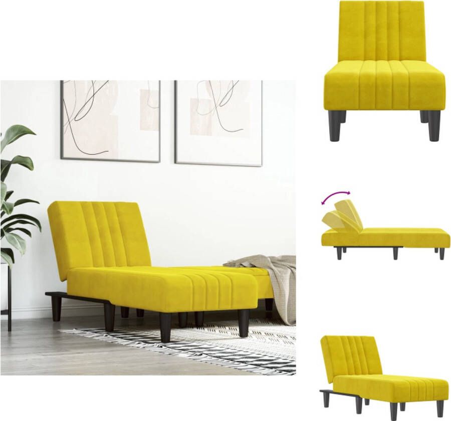 vidaXL Chaise longue geel fluweel 55x155x33 cm verstelbaar Chaise longue