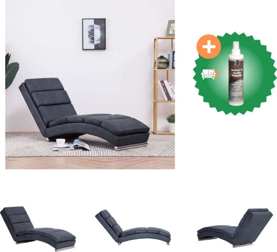 VidaXL Chaise Longue Grijs 155 x 51 x 71 cm Houten Frame en Kunstsuède Chaise longue Inclusief Reiniger