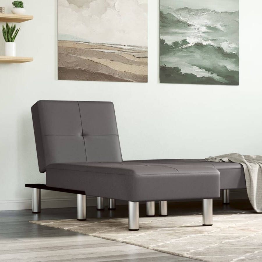 VidaXL -Chaise-longue-kunstleer-grijs - Foto 2