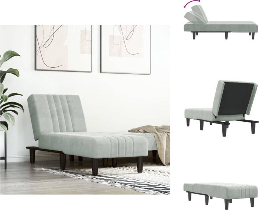VidaXL The Living Store Chaise Longue Lichtgrijs Fluweel Verstelbaar 140x70x55cm
