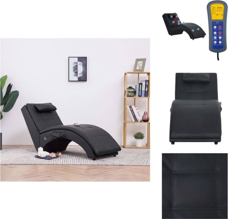 vidaXL Chaise Longue Massage en Verwarming 145 x 54 x 72 cm Zwart PVC 100% Chaise longue