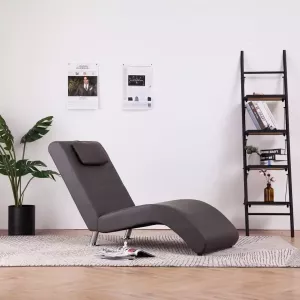VidaXL Chaise longue met kussen kunstleer grijs