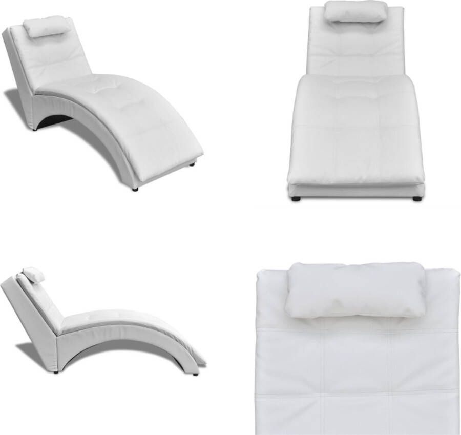 VidaXL Chaise longue met kussen kunstleer wit Chaise Longue Chaise Longues Ligstoel Ligstoelen
