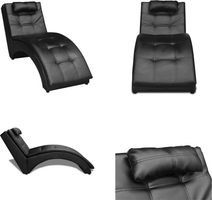 VidaXL Chaise longue met kussen kunstleer zwart Chaise Longue Chaise Longues Ligstoel Ligstoelen