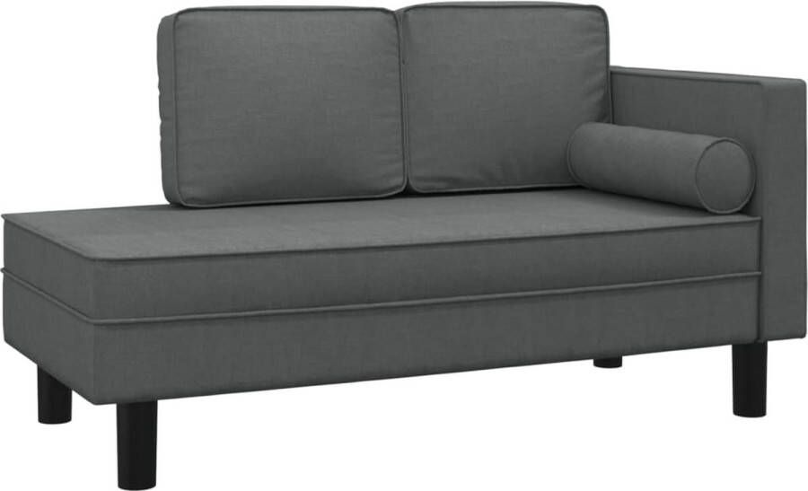 VidaXL -Chaise-longue-met-kussens-en-bolster-stof-donkergrijs - Foto 1