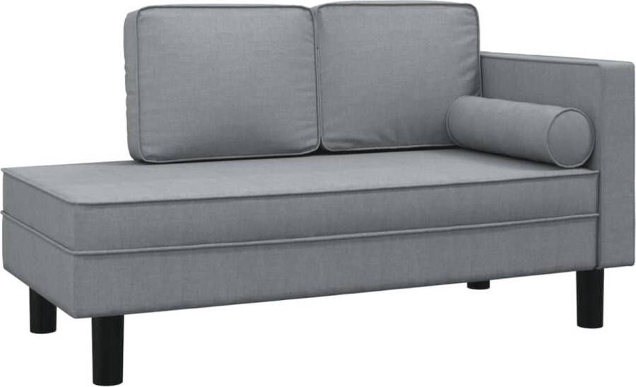 VidaXL -Chaise-longue-met-kussens-en-bolster-stof-lichtgrijs - Foto 1