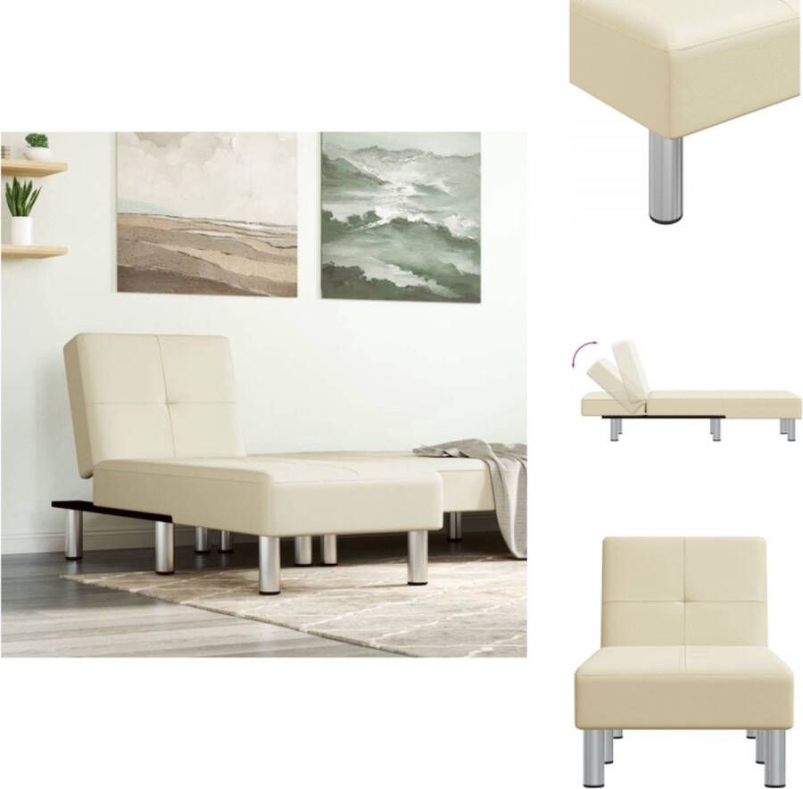 VidaXL Chaise Longue Verstelbaar Kunstleer 55 x 140 x 70 cm Crème Chaise longue