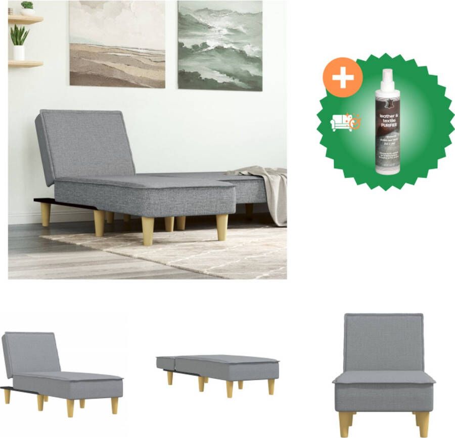 VidaXL Chaise Longue Verstelbaar Lichtgrijs 55x140x70cm Ademende Stof Multiplex Frame Chaise longue Inclusief Reiniger