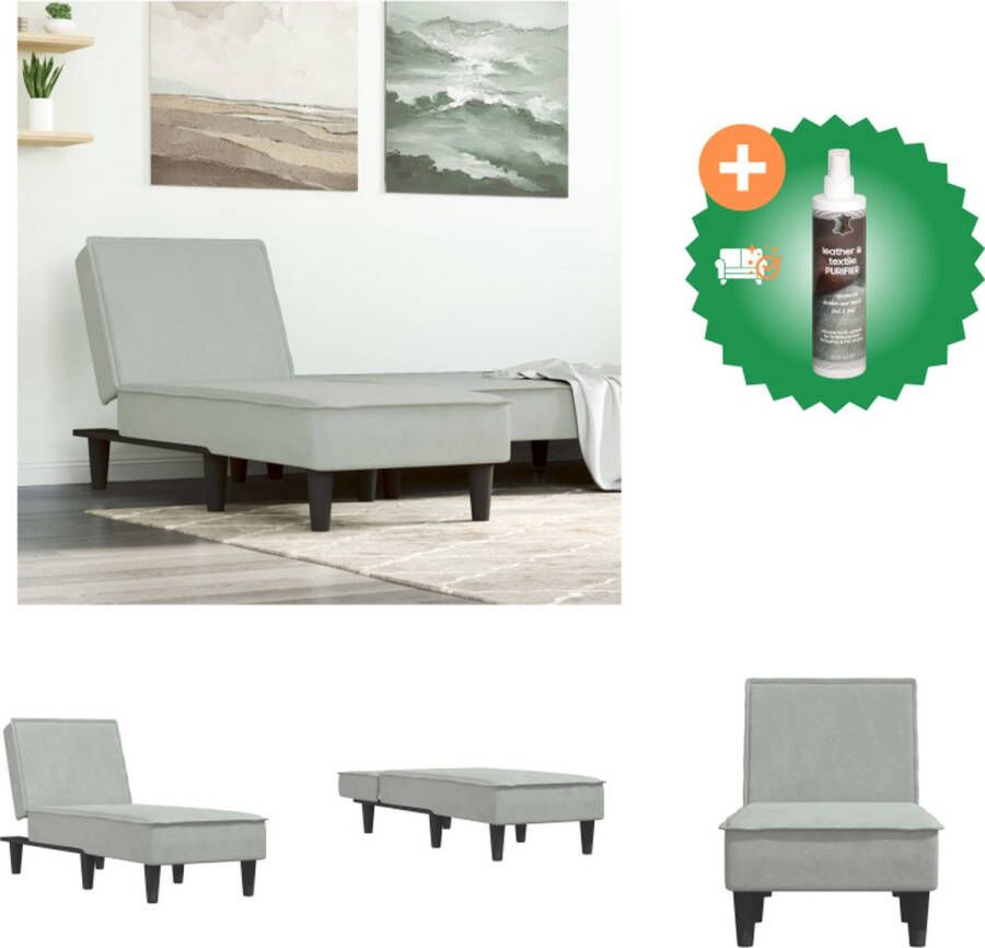 VidaXL Chaise Longue Verstelbaar Lichtgrijs Fluweel 55 x 140 x 70 cm Max 110 kg Chaise longue Inclusief Reiniger