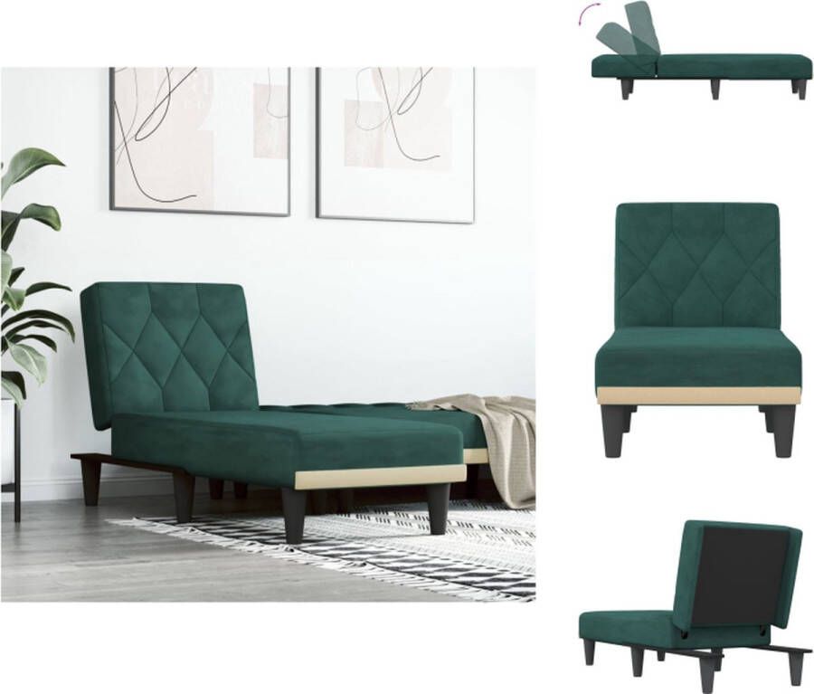 VidaXL Chaise longue fluweel donkergroen Verstelbare Chaise Lounge Fluweel Chaise Lounge Donkere Groene Fauteuil Loungestoel Relaxfauteuil - Foto 3