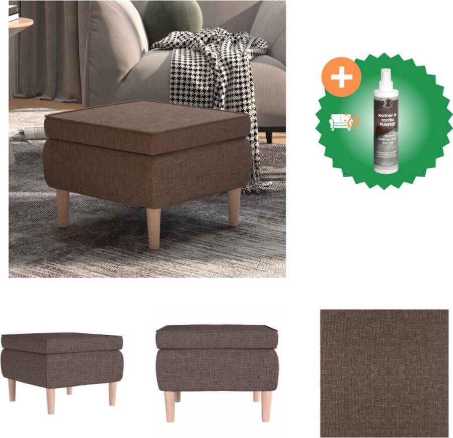 VidaXL Charmante Kruk Voetenbank Taupe 55 x 54.5 x 42 cm Stof Rubberwood Krukje Inclusief Reiniger