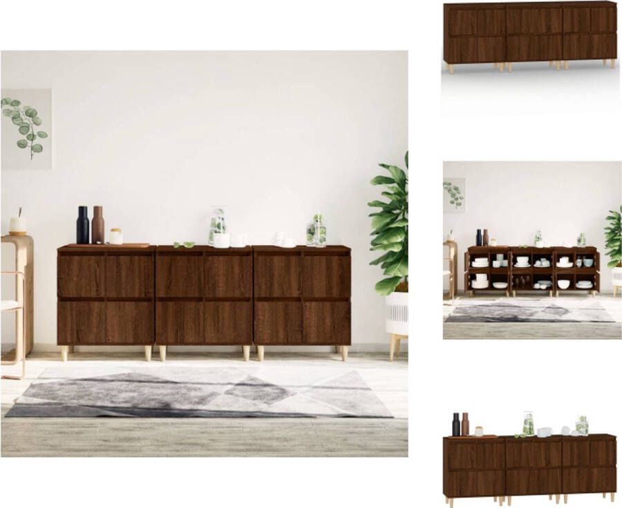 VidaXL Classic Bruineiken Dressoir 60 x 35 x 70 cm Duurzaam hout Voldoende opbergruimte Keukenkast