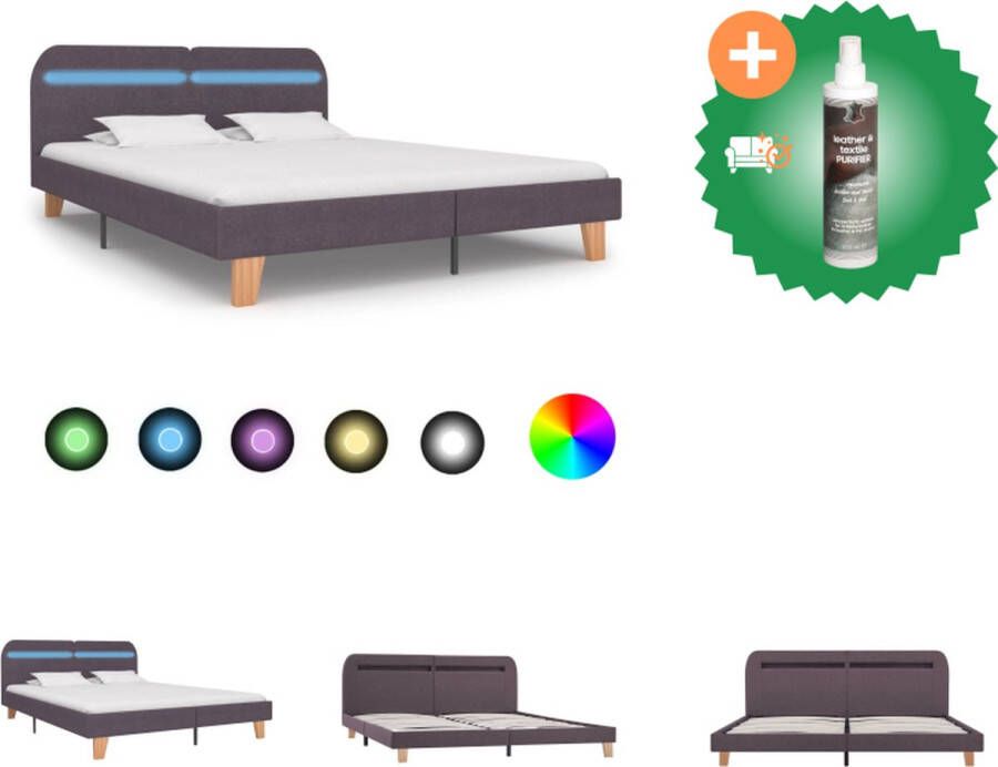 VidaXL Classic LED Bedframe taupe 208x185x80 cm geschikt voor matras van 180x200 cm Bed Inclusief Reiniger