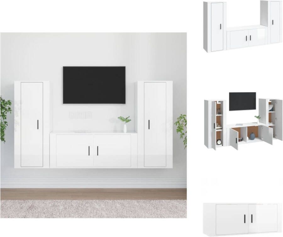 VidaXL Classic TV-kastenset 40 x 34.5 x 100 cm 100 x 34.5 x 40 cm Hoogglans wit Bewerkt hout Kast