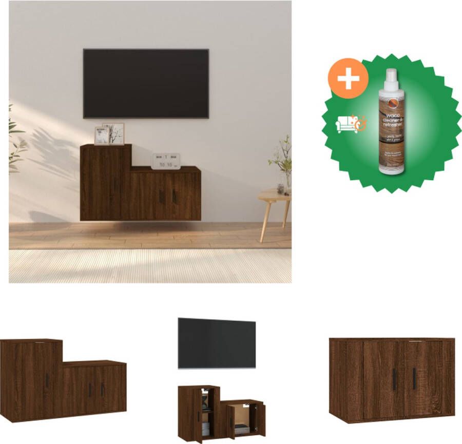 VidaXL Televisiekastenset Bruineiken TV-meubel- 57 x 34.5 x 40 cm TV-meubel- 40 x 34.5 x 60 cm Kast Inclusief Houtreiniger en verfrisser