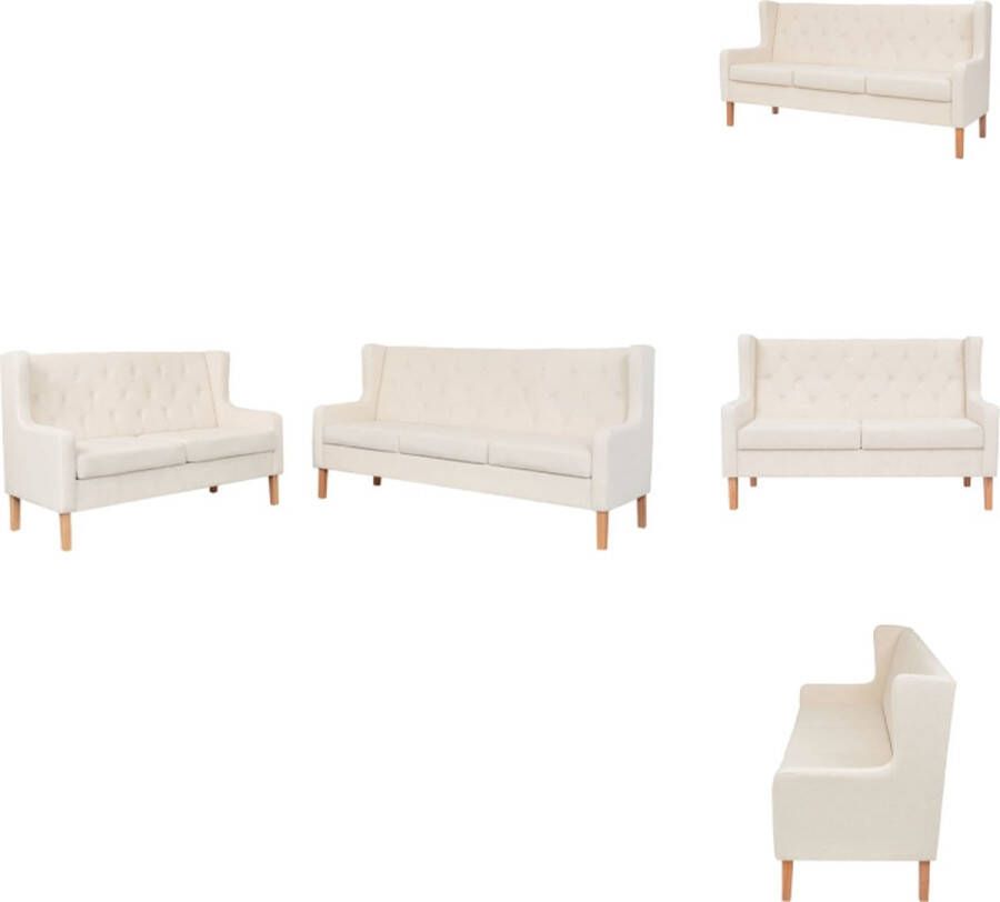 VidaXL Bankstel Bankstellen Moderne Bank Moderne Banken Bankstel 3+2 stof crèmewit 2-delig