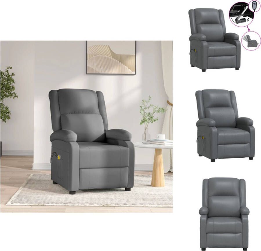 vidaXL Comfortabele Massagefauteuil Antraciet Elektrisch verstelbaar Massage Kunstleer 70 x 93 x 98 cm Fauteuil