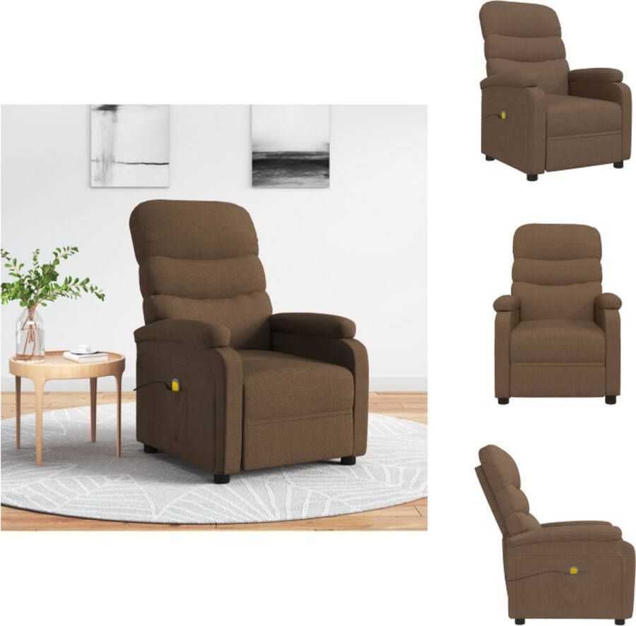 vidaXL Comfortabele Massagefauteuil Bruin 75 x 91 x 101 cm Verstelbaar 6-punts massage Fauteuil