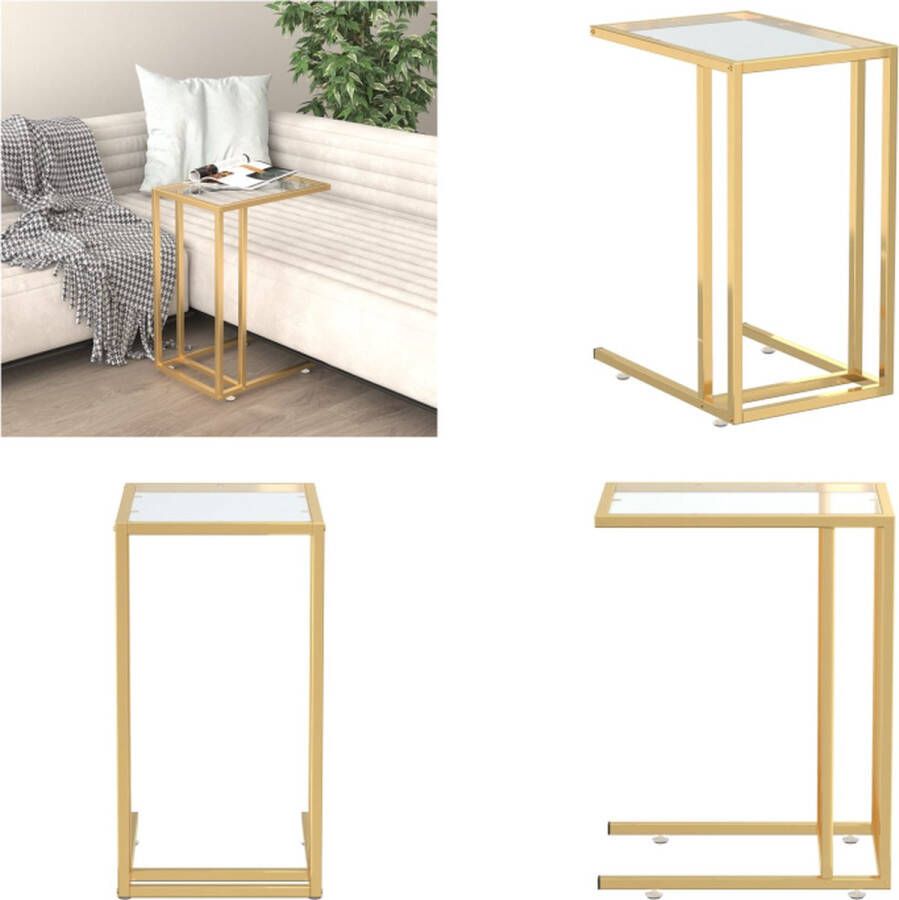 VidaXL Computer bijzettafel 50x35x65 cm gehard glas transparant Computer Bijzettafel Computer Bijzettafels Bijzettafel Salontafel