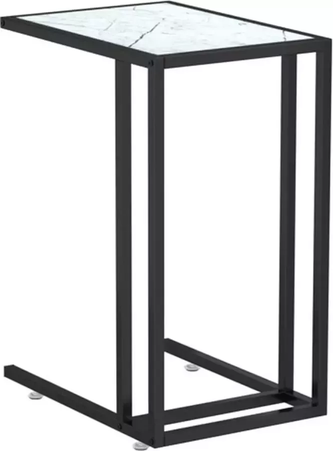 VidaXL -Computer-bijzettafel-50x35x65-cm-gehard-glas-witmarmerkleurig - Foto 3