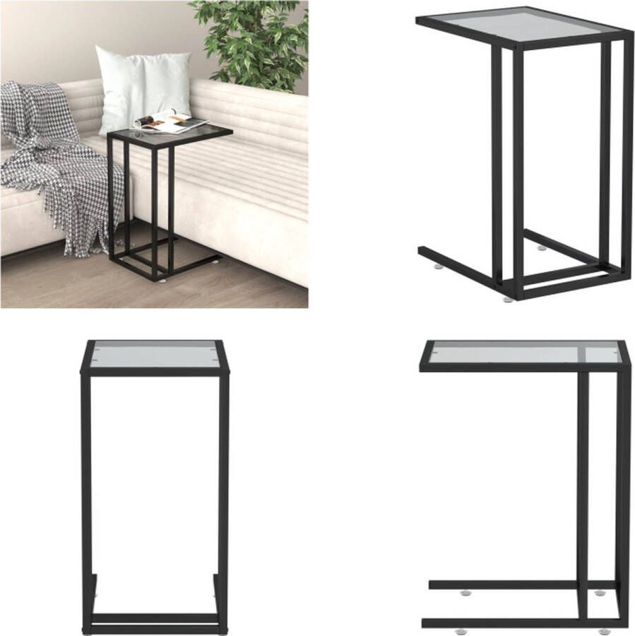 VidaXL Computer bijzettafel 50x35x65 cm gehard glas zwart Computer Bijzettafel Computer Bijzettafels Bijzettafel Salontafel